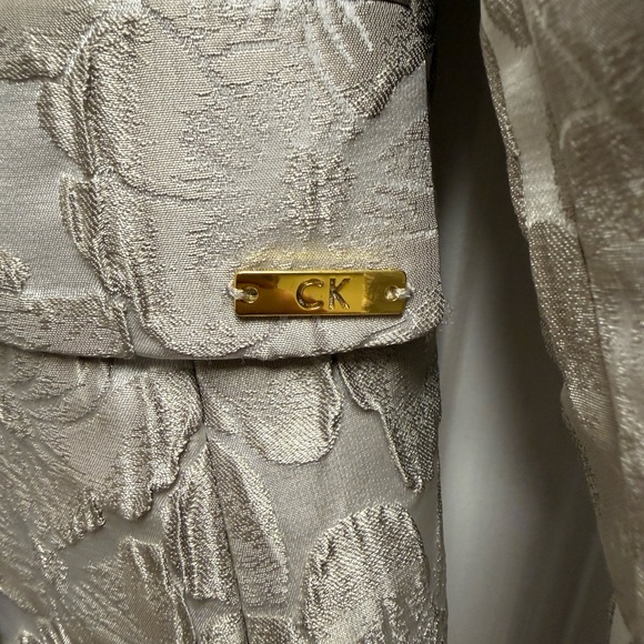 Calvin Klein Women's Dress Coat silver Silver Ties On Side Size 4 EUC Beautiful - Picture 2 of 15